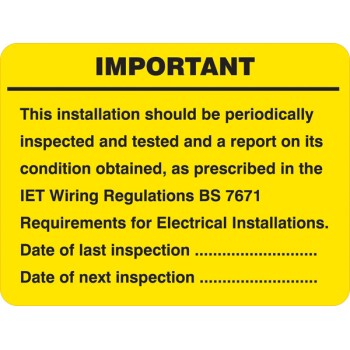 Periodic Electrical Inspection - Labels