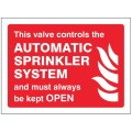 This Valve Controls Automatic Sprinkler System and must Always be Kept Open