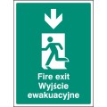 Fire Exit Arrow - Down (English / Polish)