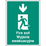 Fire Exit Arrow - Down (English / Polish)