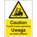 Caution - Forklift Trucks Operating (English / Polish)