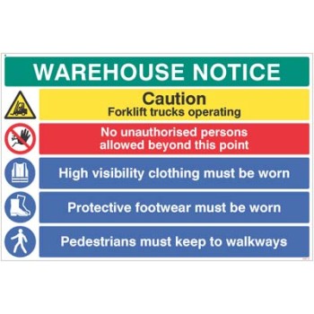 Warehouse Safety Caution - Forklift Trucks - Hivis - Boots must be Worn