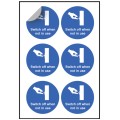 Switch Off When Not in Use - Labels (Sheet of 6)