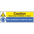 Noise Level 85dB(A) Ear Protectors Worn