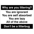 Why Are you Littering - Don't be a Litterbug