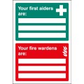 First Aiders / Fire Wardens Are - Adapt-a-Sign