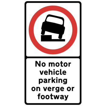 No Motor Vehicle Parking on Verge or Footway - Class RA1 and R2