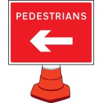 Pedestrians - Arrow Left - Cone Sign