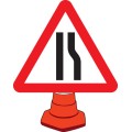 Road Narrowing Right - Cone Sign