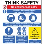 Site Safety - Think Safety - No Unauthorised Entry - Report to Office - PPE - Induction - Underground Services