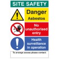 Danger - Asbestos Site Safety Board with Contact Details