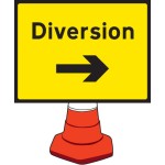 Diversion - Arrow Right - Cone Sign