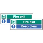 Fire Exit - Keep Clear - Double Sided Window Sticker