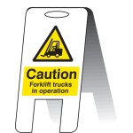 Caution - Forklift Trucks in Operating - Lightweight Self Standing Sign