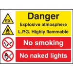 Explosive Atmosphere LPG Highly Flammable No Smoking / Naked Light