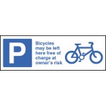 Cycles May be Left Here Free of Charge At Owners Risk